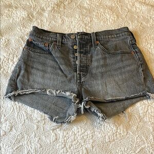 Levi's Gray Jean Shorts Distressed Summer Style